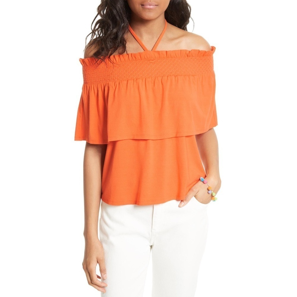 [Rebecca Minkoff] Bold Off the Shoulder Halter Top